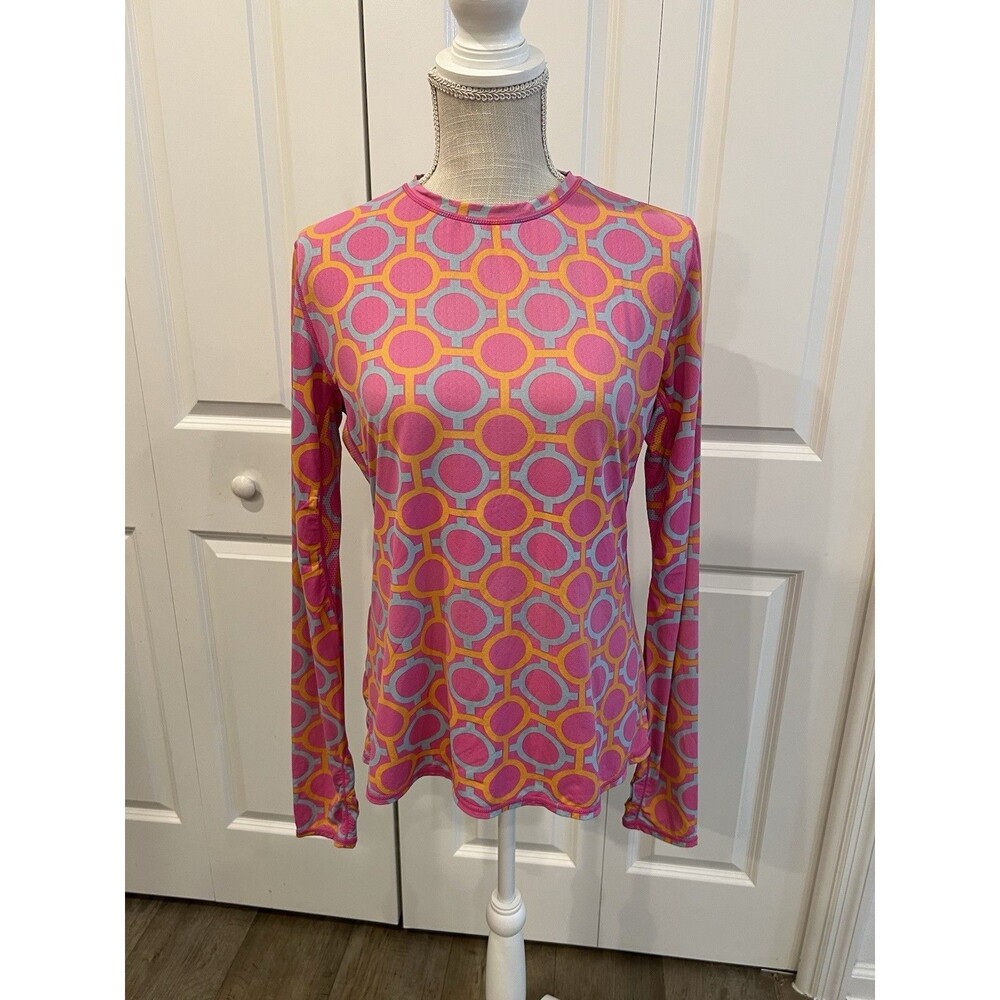 Solchill Pullover Womens Medium Printed Long Sleeve Crew Neck Performance Top